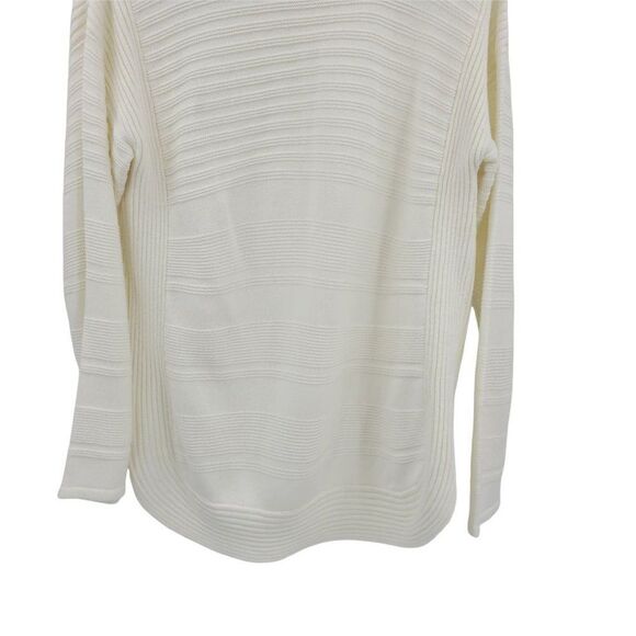 Design History Tunic Sweater Non Itch Cowl Neck Ribbed Striped White Sz L - Picture 8 of 9